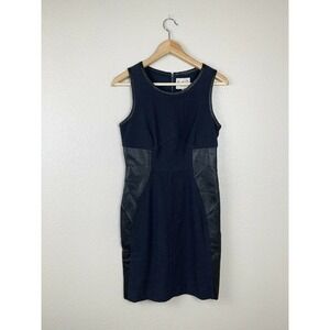 Sea New York Textured Sheath Dress Leather Panel